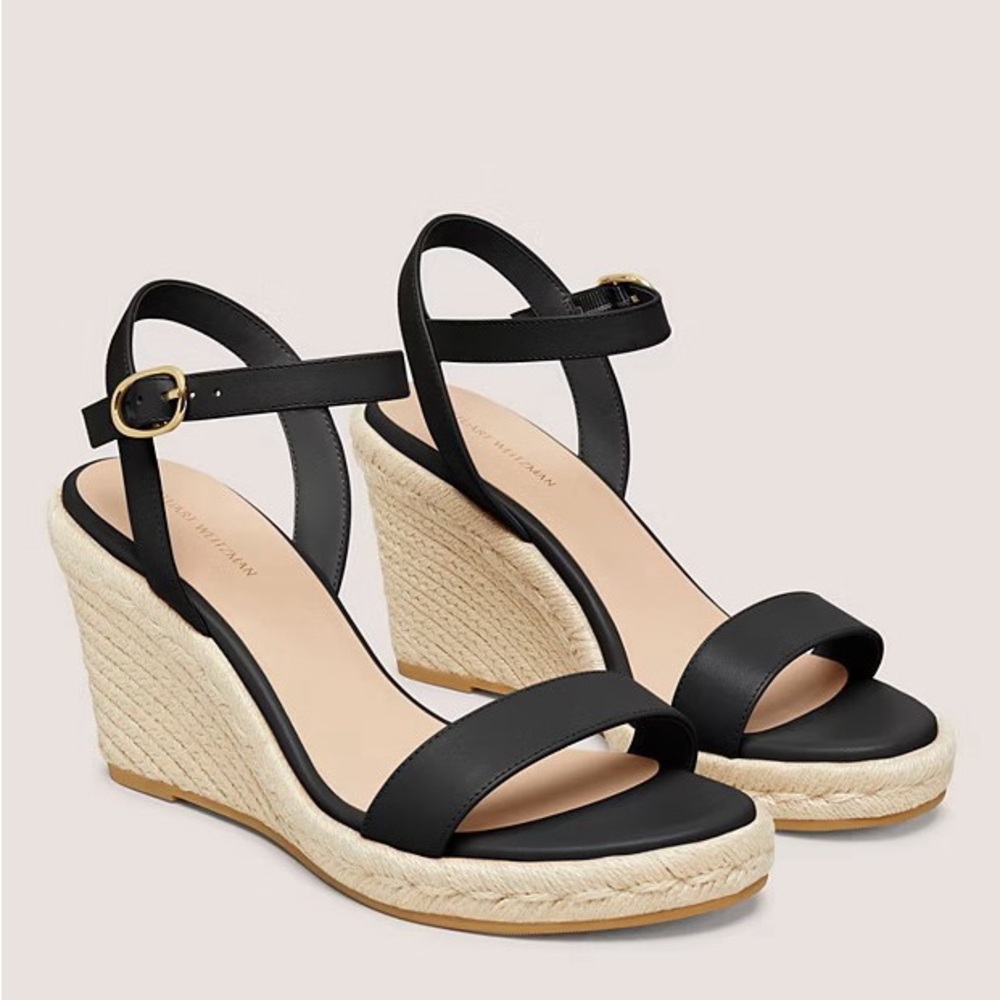 Stuart Weitzman Black Espadrille Wedges
